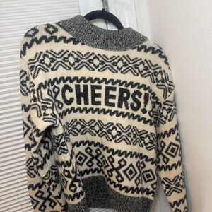 A New Day Women's M Black Fair Isle Cheers Holiday Sweater Pullover